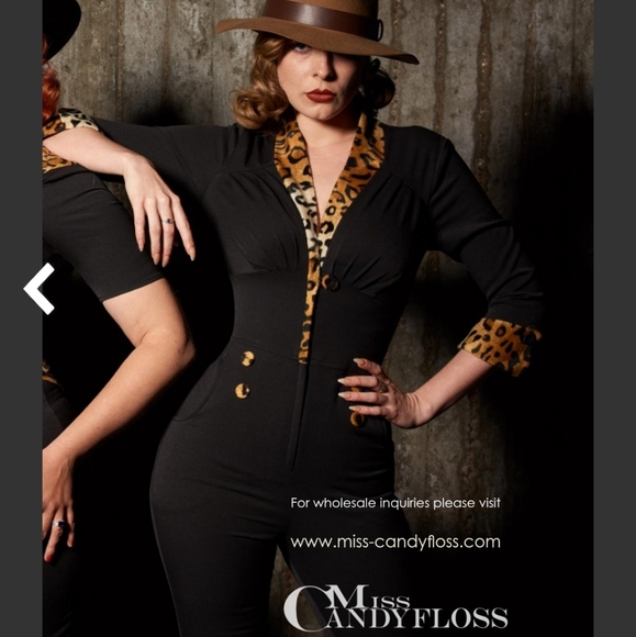 Miss Candyfloss Leopard Trim Jumpsuit - Picture 2 of 10